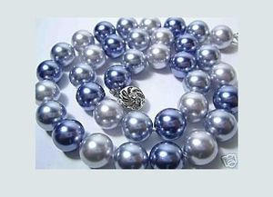 本当の素晴らしい真珠の宝石類12mm多色殻シェルパールネックレス18インチ