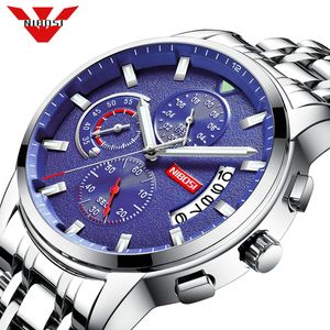 Nibosi 2019 Fashion Blue Mens Watches Top Brand Luxury Dress Watch Men Quartz Watch Casual Waterproof Clock Relogio Masculino