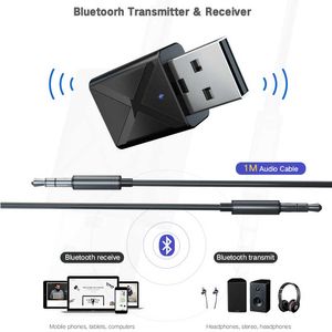 Bluetooth 5.0 Transmitter Receiver, Mini 3.5mm AUX Stereo Wireless Bluetooth Adapter for Car Music, Bluetooth Transmitter for TV, Tools HHA106