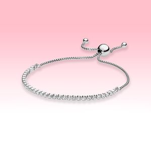 Sparkling Slider Tennis Bracciale Donna Gioielli da sposa per Pandroa Bracciali con diamanti CZ in vero argento sterling 925 con cofanetto originale