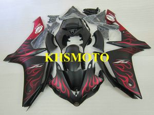 Custom Injection mold Fairing kit for YAMAHA YZFR1 07 08 YZF R1 2007 2008 YZF1000 ABS Red flames black Fairings set+Gifts YF12
