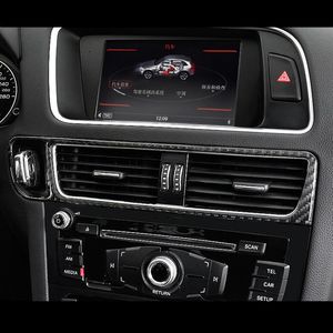 In Fibra di carbonio Car Styling Centrale Air Vent Decorazione Telaio Trim Per Audi Q5 2010-16 AC Adesivi Copertura Pulsante Accessori Auto