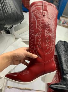 2019 Moda Nowe Kobiety Buty Hlaf Botki Chunky Heel Midd Calf High Boots Damskie Buty Party Czarne Skórzane Botki Kobiety
