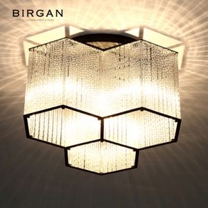 LED Modernt taklampa Hexagon Crystal Hängsmycke Lampa Flush Mount Lights Fixture för vardagsrum Bedroom Cafe Bar