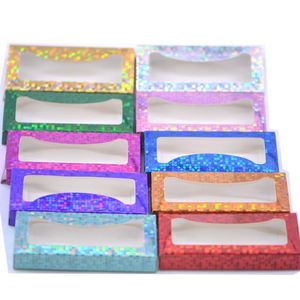 New Wholesale Laser 10mm-25mm Mink Eyelashes Packaging Box Lash Boxes Packaging Empty Case Bulk 100pc whiout tray