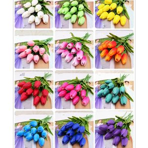 Künstliche Tulpenblume, fühlt sich echt an, Mini-PU-Tulpen, 34,9 cm, für Hochzeitstisch, dekorative Blumen, 12 Farben