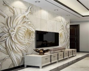 Wall Papers Home Decor Relief Sandstone Texture Stone Carved Sunflower 3D Stereo Living Room Bedroom Decoration Mural Wallpaper