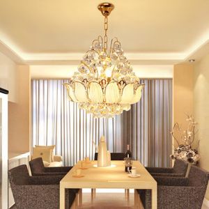 Lampadari moderni in cristallo dorato Apparecchio per luci LED Lampadario americano Fiore di loto Illuminazione interna per la casa Sala da letto Lampada a sospensione per soggiorno