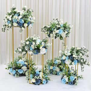 DIY Flower Wedding Centerpieces stage backdrops aisle walkway Floor Vases Flowers Vase Metal Pillar Road Lead photo prop metal Rack vases