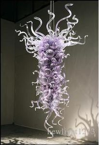 エレガントなシャンデリア紫色 100% 口吹きガラスシャンデリア照明 LED 光源屋内家の装飾シャンデリア