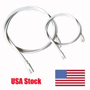 Switch LED Tube Connector Cable Wire Extension Cord for Integrated LED Tube Light White Black Color 200cm Double End 3 Pin