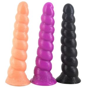 Dildo big anal dildo sex toys for women spiral long anal plug beads butt stopper erotic products black dildo masturbate toy T200417