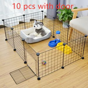 Foldbar Pet Playpen Crate Iron Fence Puppy Kennel House Träning Training Puppy Kitten Space Dog Gate Supplies för Rabbit2685