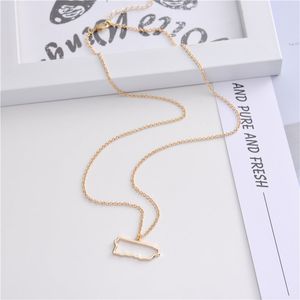 10pcs Outline North American Puerto Rico island map chain necklace hollow State geography Country city Hometown souvenir Necklace Jewelry