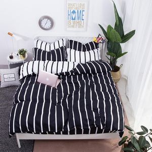 Nordico Stripe Bedding Set com Duvet Cover Bed Sheet Fronha Crianças 4 pcs Algodão Cama cama Roubo Rei Queen Twin Tamanho