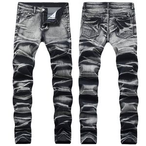Rozbite męskie dżinsy mody dżinsy masy dżinsy szczupłe motocyklowe motocyklowe motocykle męskie spodnie dżinsowe dżinsowe dżinsy 1607