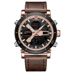 Luxury Brand Men Fashion Sport Watches NAVIFORCE Men's Quartz Digital Clock Man Leather Military Wrist Watch relogio masculin2742