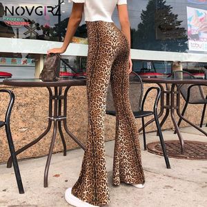 leopard print sexy wide leg pants women summer high waist skinny female trousers streetwear bodycon flare pants