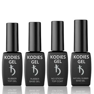 KODIES GEL 12ml/8ml Base in gomma Prodotti per superficie e smalti Gel UV Set di smalti per unghie Brillante Non appiccicoso Top Non pulire Forte rinforzo della base