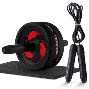 New 2 in 1 Roller & Jump Rope No Noise Abdominal Wheel with Mat For Arm Waist Leg Exercise Gym Fitness Equipment