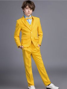 4 kawałki garnitury dziecięce wysokiej jakości chłopiec ślubny kamizelka spodni kamizelka dzieciak formalny ubiór ukończenia studentów kostiumów (kurtka+spodnie+kamizelka+łuk)
