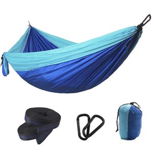 210T Nylon Parachute Fabric Color Matching Hammock Double People Large Outdoor Lightweight Portable Cot Bed Swing Camping Supplies 270*140CM