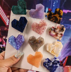 New Fashion Acrylic Heart Shape Hair Clips For Women Girl Hairpins Shiny Lovely Shell Hairgrip Hair Accessories