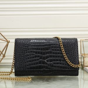 Gerçek Deri Timsah Tahıl Bayanlar Çanta Gümüş Metal Çanta Yenilemek Zincir Tek Omuz Messenger Çanta Crossbody Çanta Altın Metal Çanta