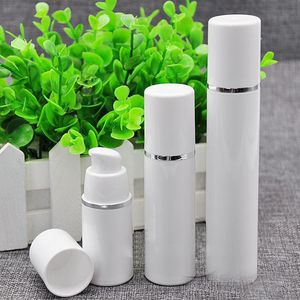 15 ml 30 ml 50 ml alta qualidade branco bomba sem ar garrafa-travel recarregável cosméticos cuidados com a pele dispensador de creme, pp loção embalagem recipiente