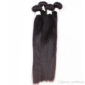 certyfikat CE 4 pakiety nieczyste Natual Black Kolor prosty splot włosów Weft 100 Human Hair Extensation