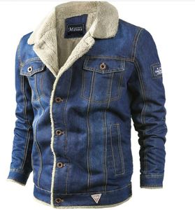 Autunno Inverno Uomo Giacca di jeans Moda Denim spesso caldo Bomber Army Coat Mens Giacche Cappotti