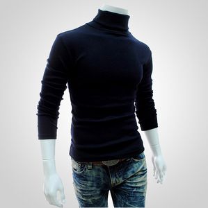 Fashion-Hot Sale Mens Turtle Neck Sweaters Basic Solid Slim Fit Tops Knitted Long Sleeve Pullovers for Autumn and Winter