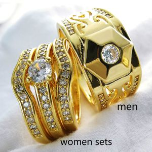 Garra Definindo Zircon Homens Mulheres Anel Set casamento Casal Domineering Homens Tamanho 8 a 15, Mulheres Tamanho 5 a 10 R285, R179