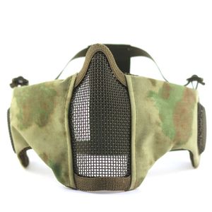 Hot New Arrival Half Lower Face Metal Steel Ear protection Net Mesh Hunting Tactical Protective Airsoft Mask Cs Halloween Party