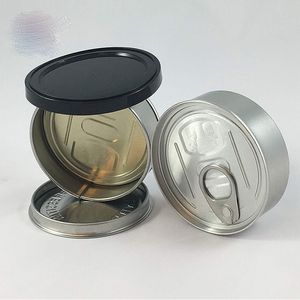 Hand Closed Strain Tin cans handed sealed smart bud jar for dry herb flower packaging Tuna Can Hoop Ring