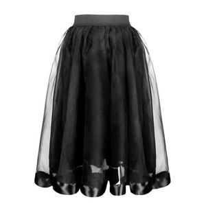 Najnowszy damski Casual Lolita Elastyczna Szeroka Waiła Solidna Czarna 2 Warstwa Organza Tulle Spódnica Wysoki Stretch Party Club Noszenie S-XXL Drop Ship