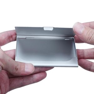 Visitekaartjes bestanden Hot Silver Pocket Naam Credit ID Kaarthouder Metaal Aluminium Doos Cover Case Groothandel