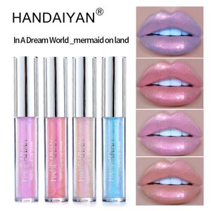 Handaiyan plump it lip plumper lipgloss Liquid Crystal Laser Holographic Lips Glow Waterproof Lon- lasting Shimmer Mermaid Pigment Polarized Glitter Beauty Makeup