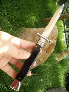 Gute Qualität, klassisches, interessantes, tischgefertigtes Messer aus 440C-Stahl mit natürlichem schwarzem Horngriff, EDC-Taschenmesser, taktisches Überlebens-Campingmesser
