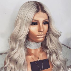 Andra modetillbehör Deep Wave Wigs ombre färg Långt lockigt hår Syntetiskt hår Ros Mesh Caps