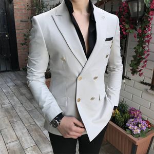 Custom-made pico lapela Groomsmen trespassado Noivo Smoking Homens ternos de casamento / Prom / Jantar melhor homem Blazer (Jacket + calça) W90