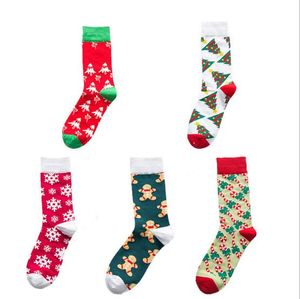 5 Colors Hot High Quality Christmas Tree Bear Snowflake Design Middle socks Sockings Cotton Unisex Lover Socks