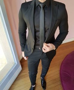 Abiti da uomo neri Giacche Smoking da sposa per il tempo libero Custom Made Mens Formal Party Business Grooms Suit Blzaers Slim Fit One Piece