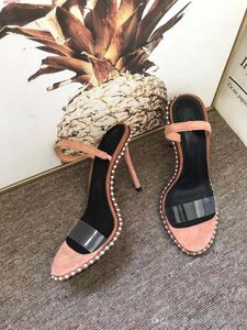 Designer-r summer wear new leather thick heel Cellophane tape fashion casual women slippers