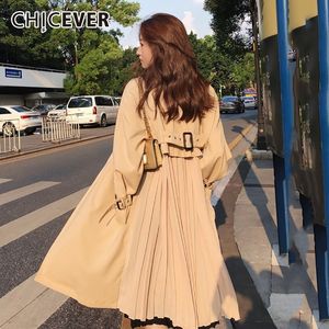 Chicever Back Plissado trench casaco para as mulheres soltas mais size windbreaker outwear manga comprida outono casacos feminino roupas moda