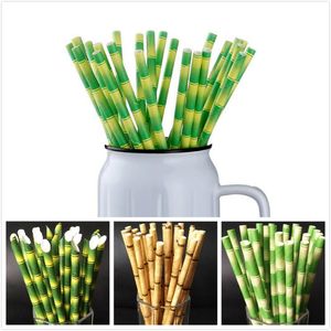 Biologiskt nedbrytbart bambu Paper Straw Bambu Straws Miljövänliga 25st Mycket Party Använd bambu-sugrör disapposabla halm på kampanj