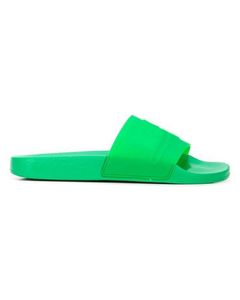 Grüne Gummi-Sandalen für Herren und Damen, flache Hausschuhe, mit stabilem Riemen, geprägt, Größe Euro 35–44