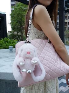 15cm/6" Big Cute Real Fur Rabbit Bunny Bag Charm Key Chain Keyring Phone Purse Handbag Pendant Gift