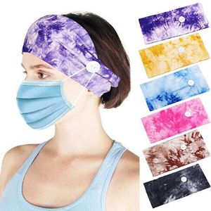 36 Styles Tie-dyed big girls button headband Wide Stretch Hair Band soft cotton yoga flower print headbands women sport Bandanas M1925