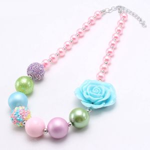 Charm Baby Kids Bubblegum Necklace Handmade Flower Beads Necklace DIY Children Chain Necklace Choker Jewelry Girls Gift